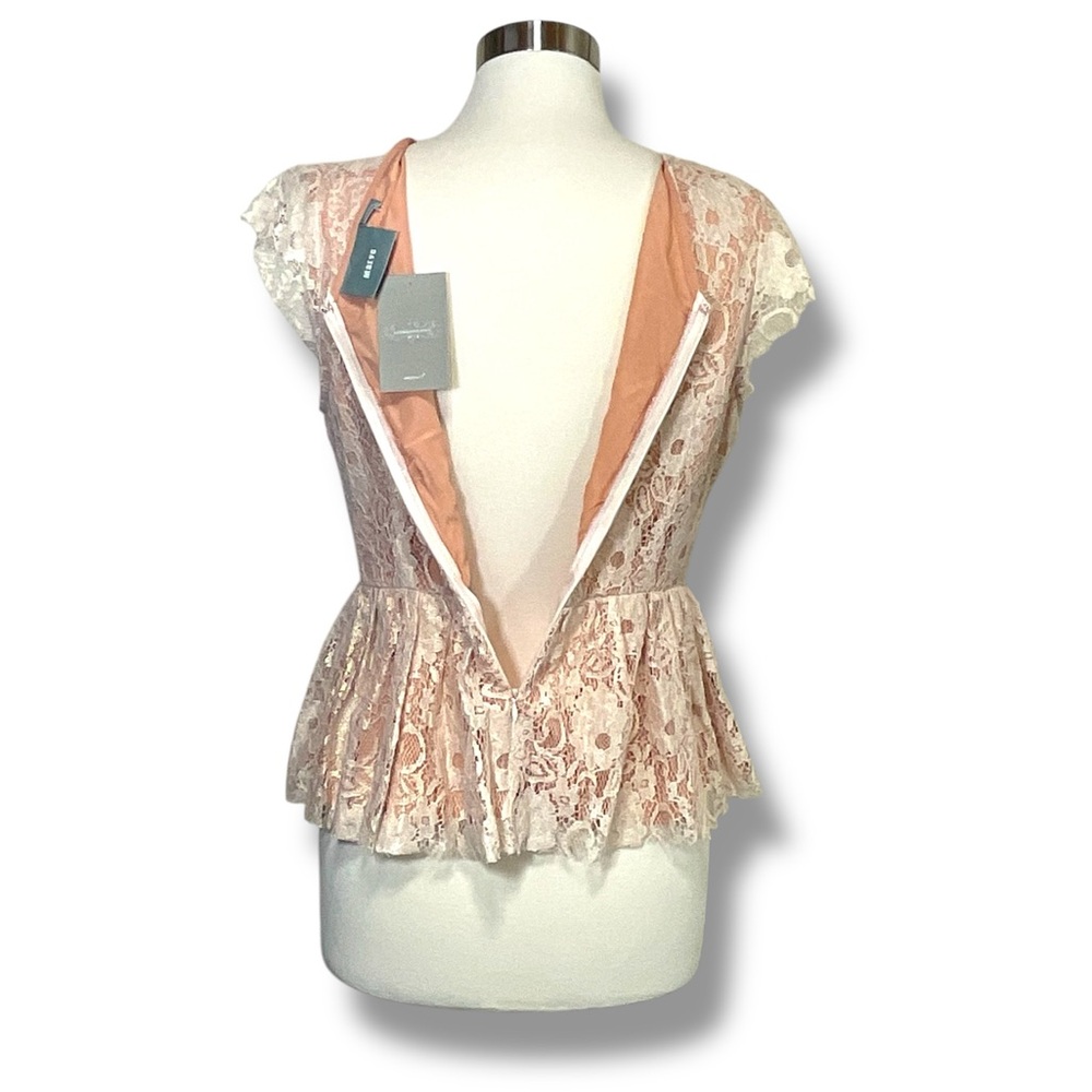 Anthropologie Maeve Katrina Lace Shimmer Peplum Top - Picture 6 of 9